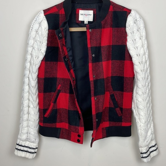 Thread & Supply | Buffalo Plaid Jacket with Cable Sweater Sleeves; Size XS - Picture 17 of 17